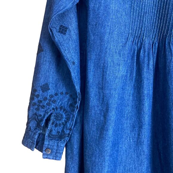WRAP London Broderie Linen and Cotton Indigo Boho Dress Size 6 - Picture 7 of 10